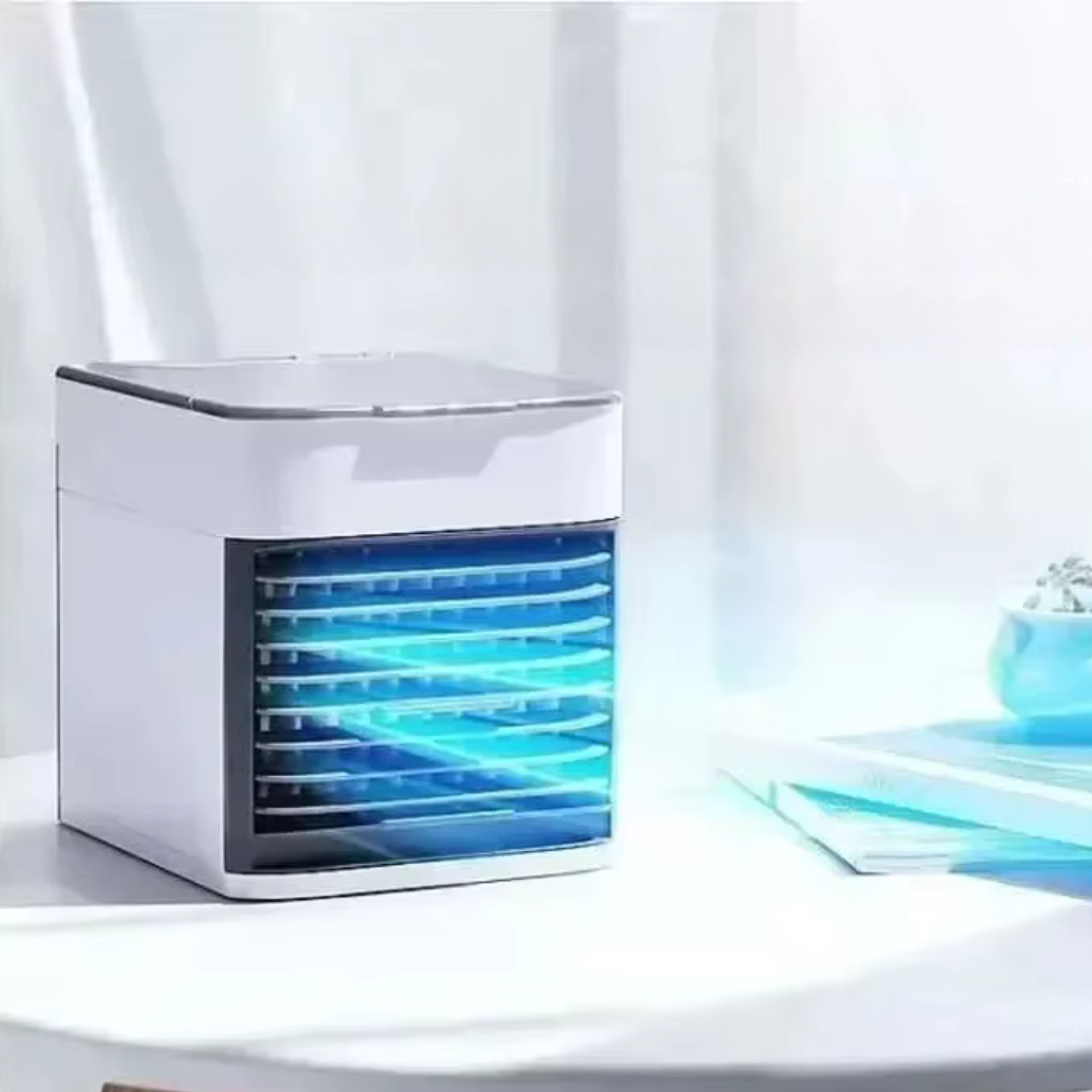 Mini klimatizér na vodu a led USB přenosný malý ventilátor a zvlhčovač 3v1 - Obrázek 8