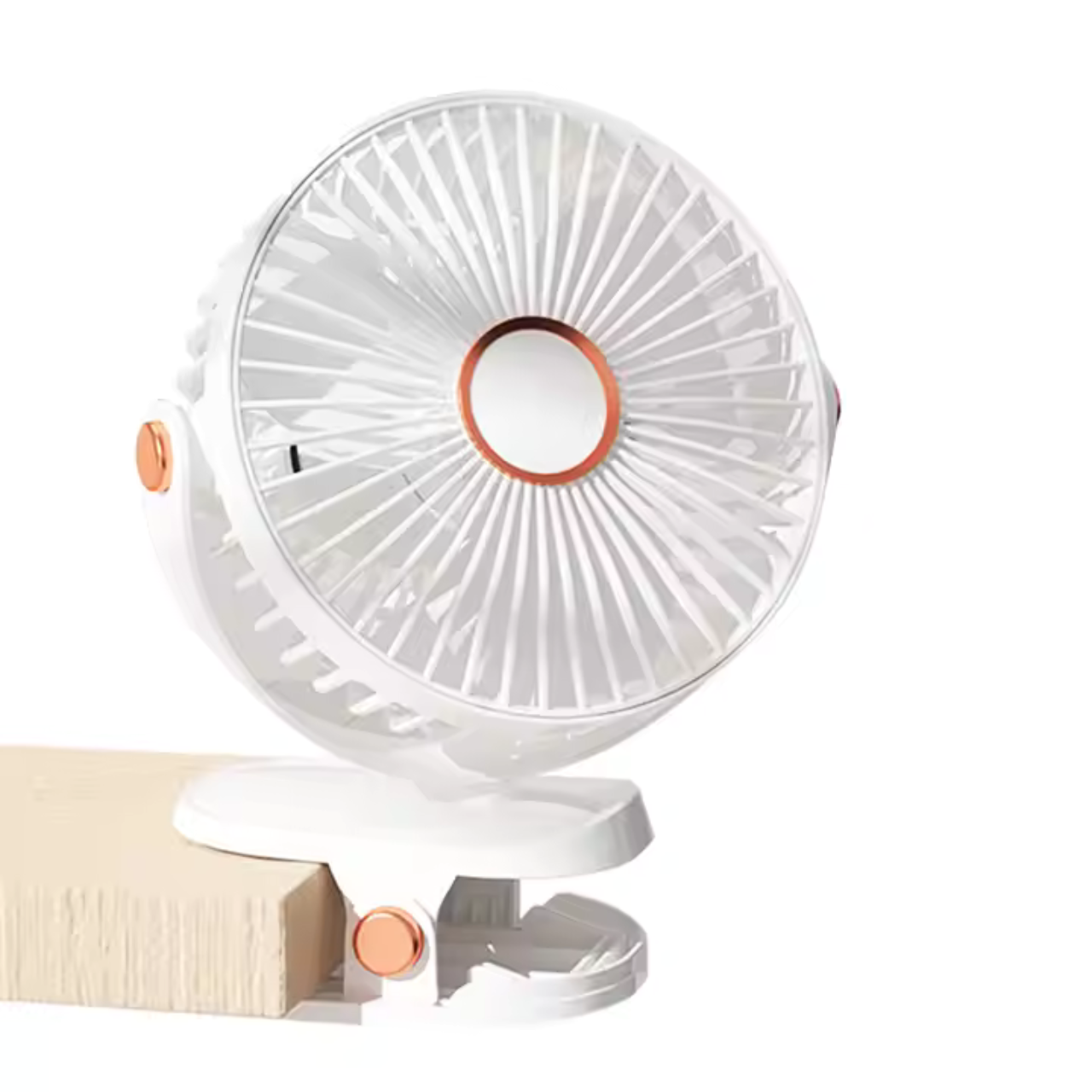 Mini stolní ventilátor LED malý přenosný větrák s klipem bílý - Obrázek 8