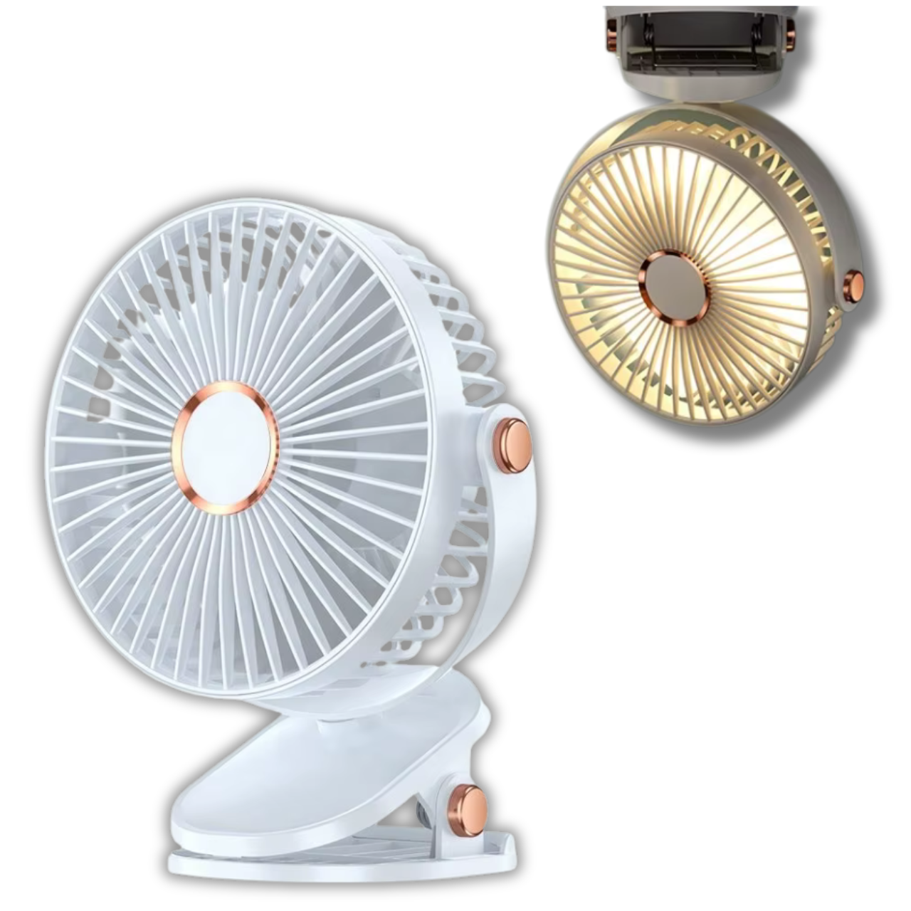 Mini stolní ventilátor LED malý přenosný větrák s klipem bílý - Obrázek 15