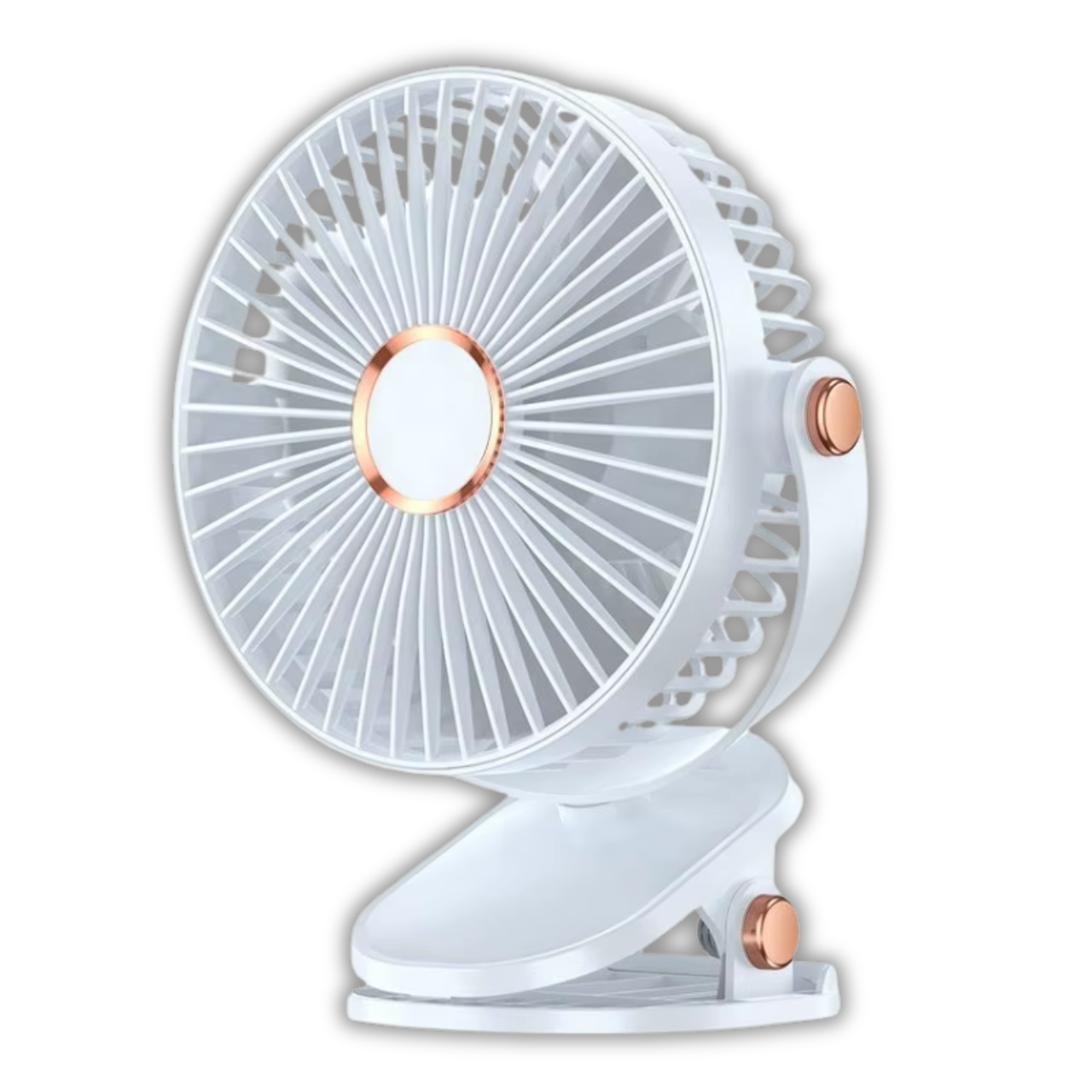 Mini stolní ventilátor LED malý přenosný větrák s klipem bílý
