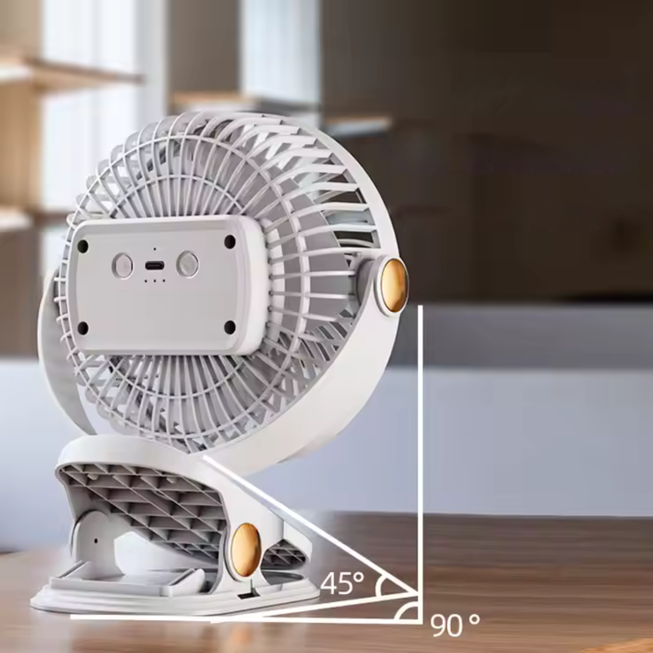 Mini stolní ventilátor LED malý přenosný větrák s klipem bílý - Obrázek 10
