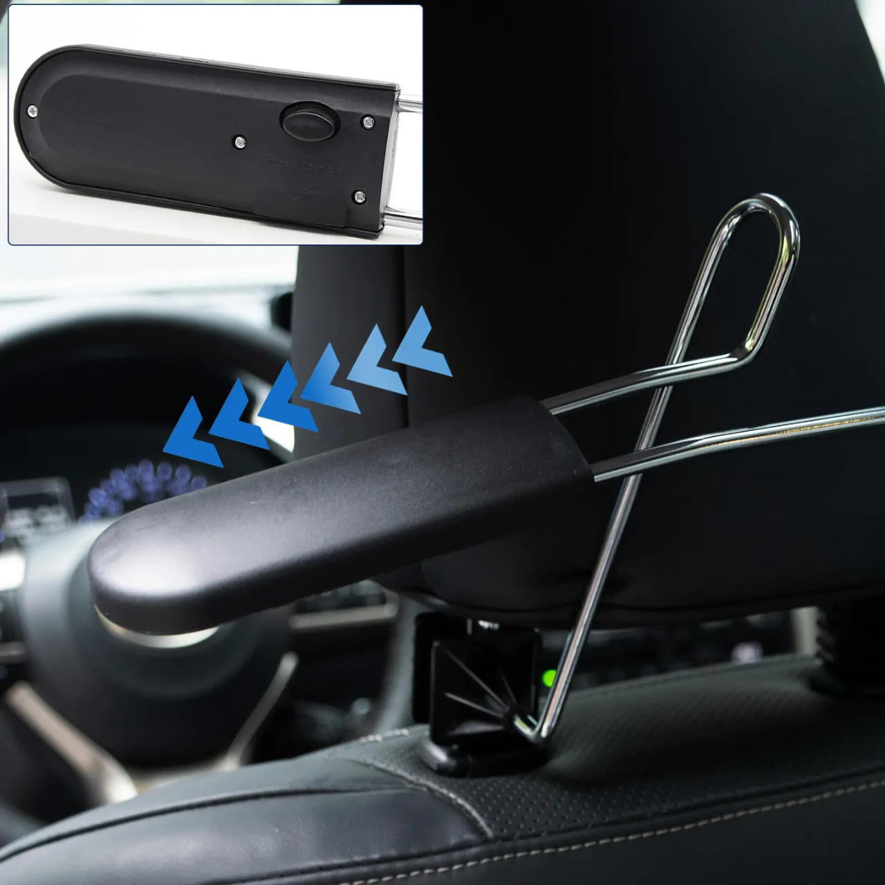 Věšák na oblečení do auta automobilový ramínko oblek do auta držák na opěrku hlavy černý - Obrázek 17