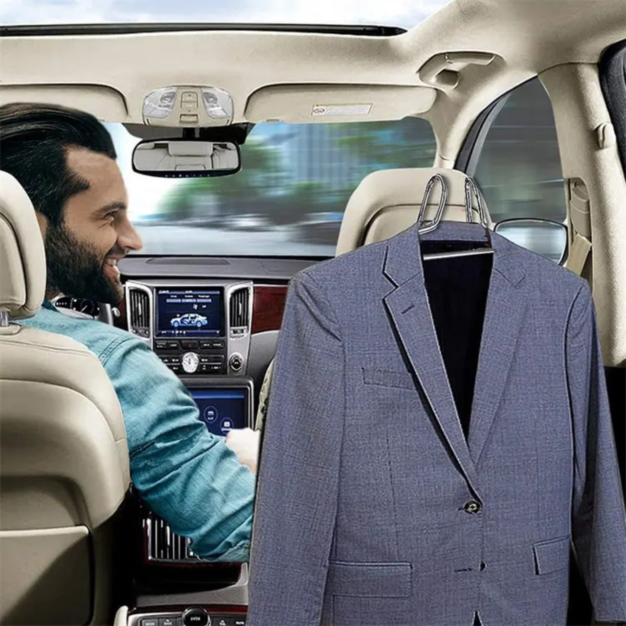 Věšák na oblečení do auta automobilový ramínko oblek do auta držák na opěrku hlavy černý - Obrázek 11